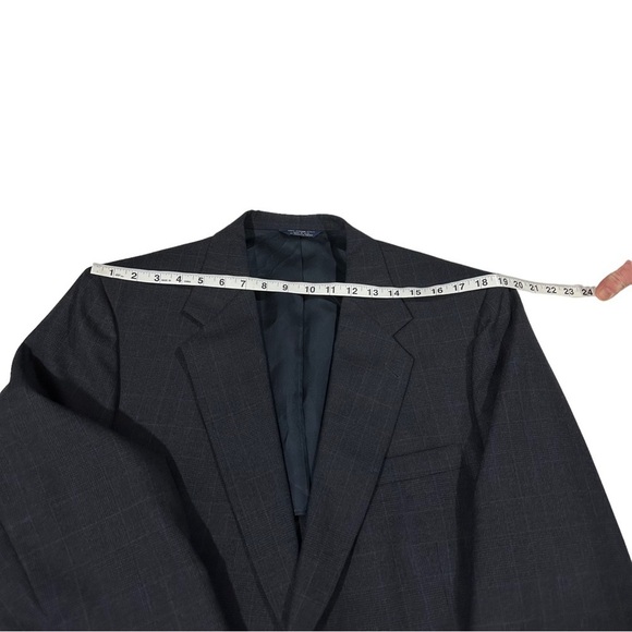 Kuppenheimer Made in USA Smoky Blue Plaid 100% Wool 2 Button Suit Jacket Sz 44L - Picture 15 of 15